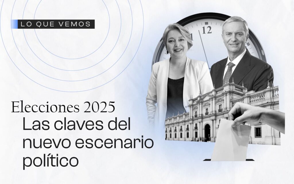 Jeannette Jara y José Antonio Kast en plano medio junto al palacio de la Moneda